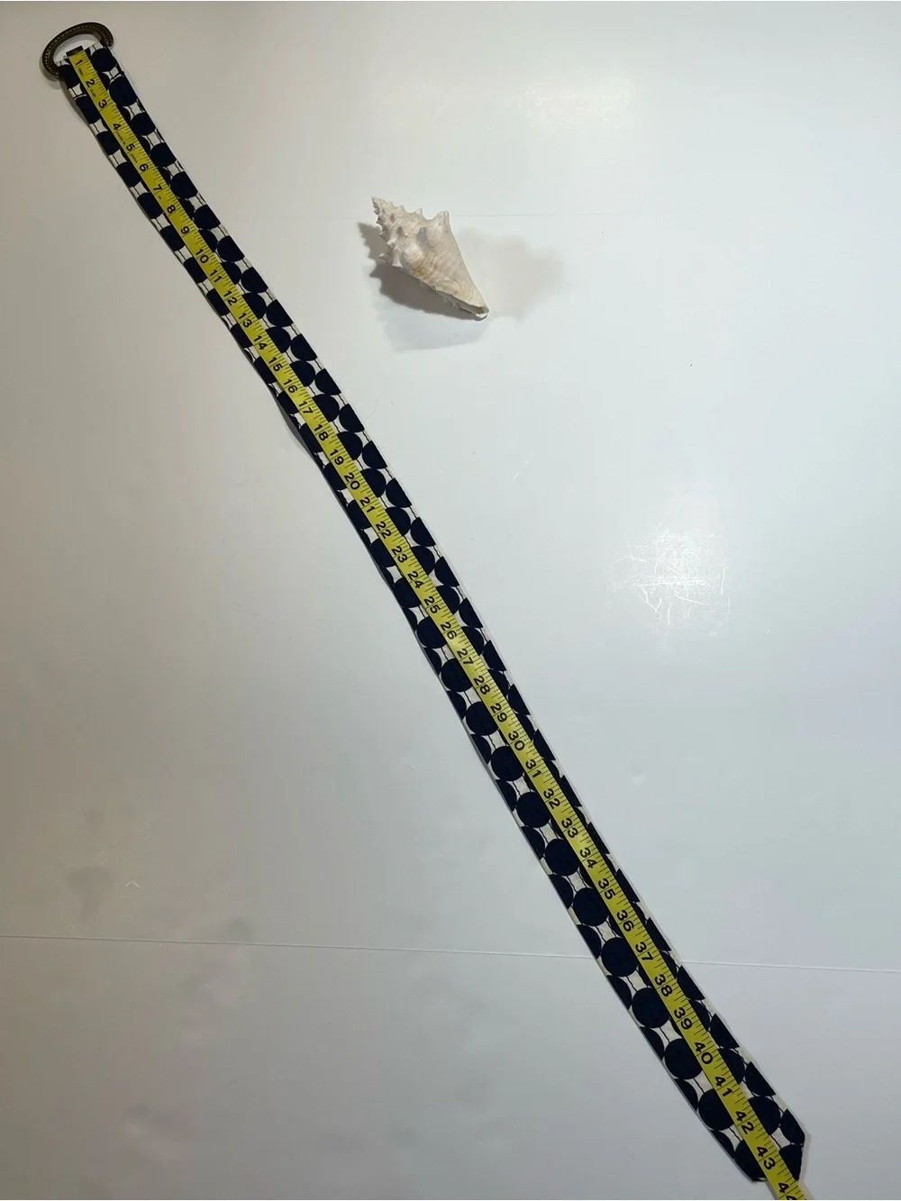 J. Crew Navy and White Polka Dot Fabric Belt with Brass D-Ring - Picture 8 of 9